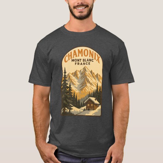 Retro ontsnapping naar Chamonix Mont Blanc T-shirt (Voorkant)
