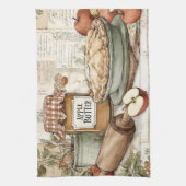 Retro ontwerp Appelboter & Appeltaart. Theedoek (Verticaal)