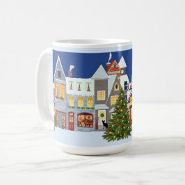 Retro ontwerp kerstboom vakantiedorp   koffiemok