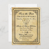 Retro ontwerp opslagkaart voor save the date aankondigingskaart (Voorkant / Achterkant)