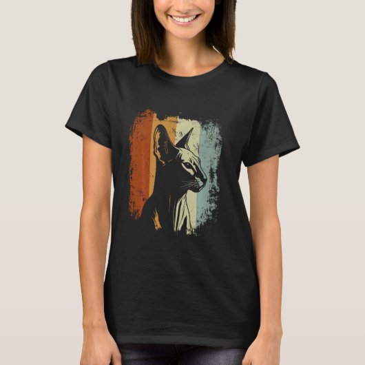 Retro ontwerp Peterbald kat T-shirt (Voorkant)