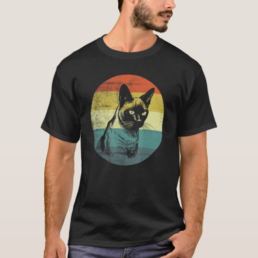 Retro ontwerp Siamese kat T-shirt (Voorkant)
