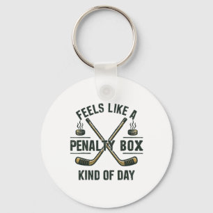 Retro ontwerp strafbox stemming hockey dag grafisc sleutelhanger