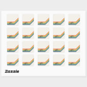 Retro ontwerp uit 1975 vierkante sticker (Vel)