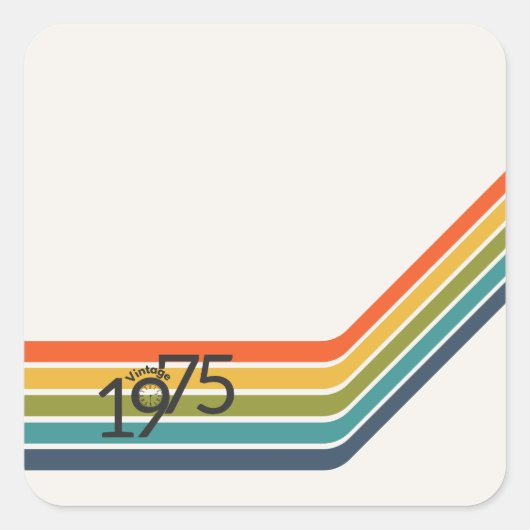 Retro ontwerp uit 1975 vierkante sticker (Voorkant)