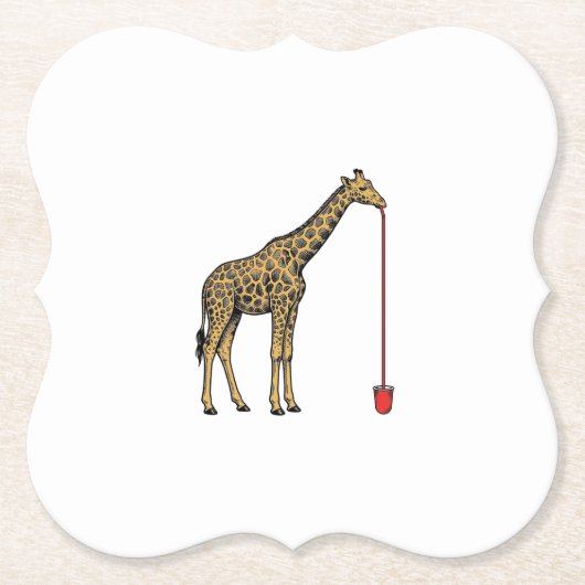 Retro ontwerp van drinkriet met giraffe Vector_1 Kartonnen Onderzetters (Voorkant)
