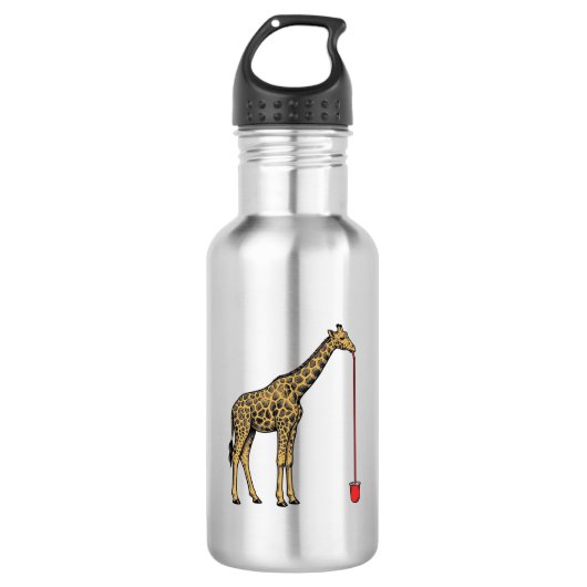 Retro ontwerp van drinkriet met giraffe Vector_1 Waterfles (Voorkant)