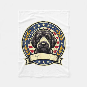Retro ontwerp voor vintage zwarte Labradoodle hond Fleece Deken
