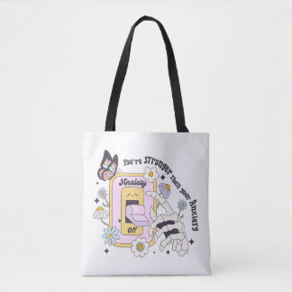 Retro-ontwerpangst positiviteit tote bag
