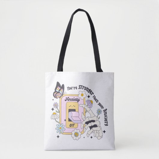 Retro-ontwerpangst positiviteit tote bag (Voorkant)