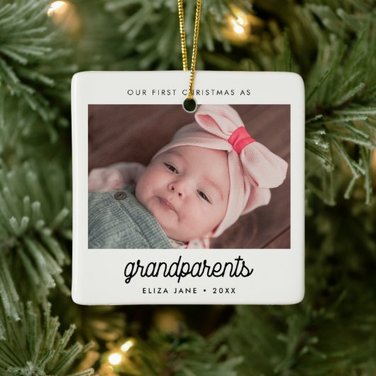 Retro Onze eerste kerst als grootouders Foto Keramisch Ornament (Boom)