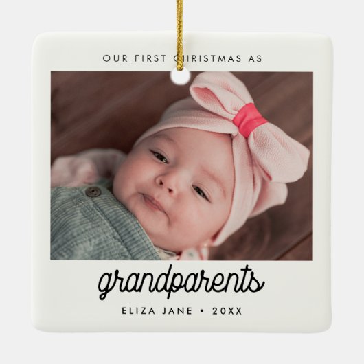 Retro Onze eerste kerst als grootouders Foto Keramisch Ornament (Achterkant)
