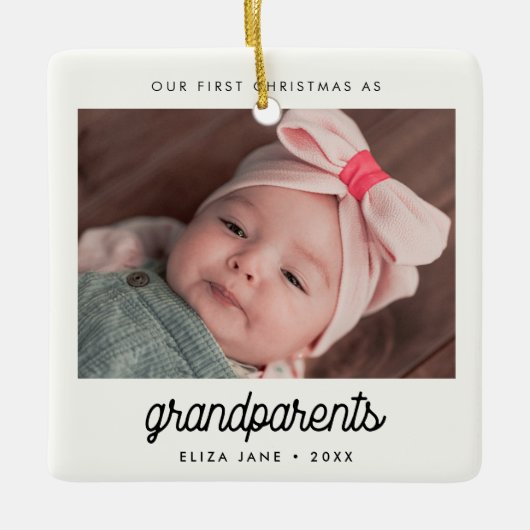 Retro Onze eerste kerst als grootouders Foto Keramisch Ornament (Voorkant)