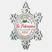 Retro onze eerste kerst getrouwde bruiloft naam tin sneeuwvlok ornament (Rechts)