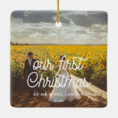 Retro onze eerste kerstfoto keramisch ornament (Achterkant)