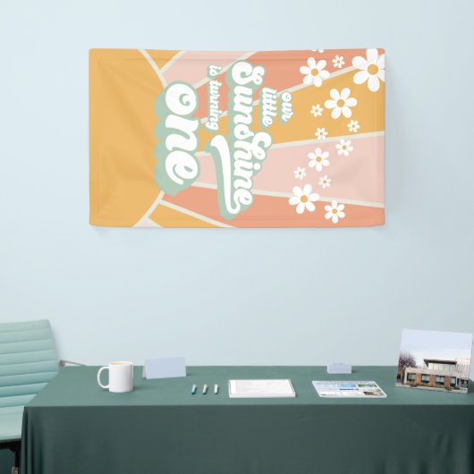 Retro Onze kleine zonneschijn is een verjaardag Spandoek (Beurs)