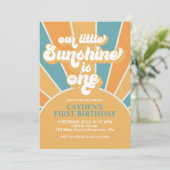 Retro Onze Kleine Zonneschijn Jongen Eerste Verjaa Kaart (Staand voorkant)