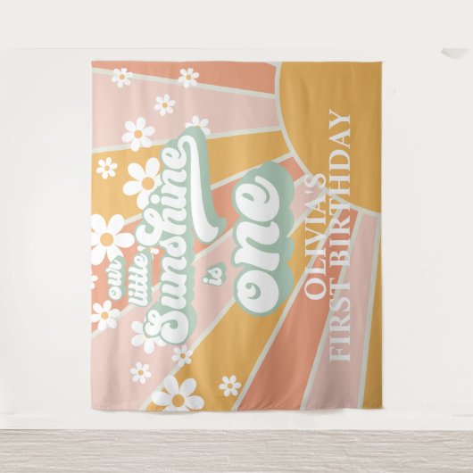 Retro onze kleine zonneschijnse feestdag-banner wandkleed (Voorkant)