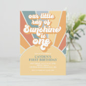 Retro onze kleine zonnige jongen uitnodigen kaart (Staand voorkant)