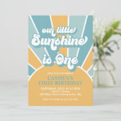 Retro onze kleine zonnige jongen uitnodigen kaart (Staand voorkant)