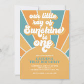 Retro onze kleine zonnige jongen uitnodigen kaart (Voorkant)