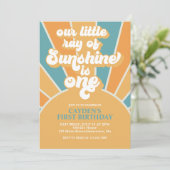 Retro onze kleine zonnige jongen uitnodigen kaart (Staand voorkant)