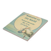 Retro Ooievaar Baby Jongensdeken, Welkom op de Wer Tegeltje (Zijkant)