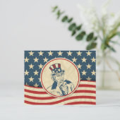 Retro Oom Sam Stars en Strepen Briefkaart (Staand voorkant)