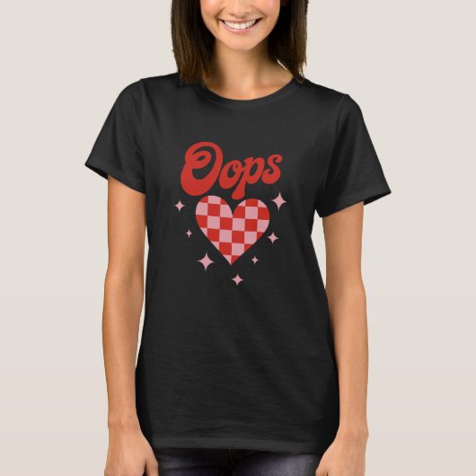 Retro Oops - Checkerboard Heart T-shirt (Voorkant)