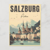 Retro Oostenrijk hoofdstad Salzburg skyline Briefkaart (Voorkant)