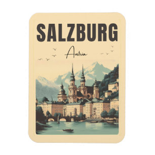 Retro Oostenrijk hoofdstad Salzburg skyline Magneet