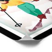 Retro Oostenrijk Skimotief met ski- en skistokken Poster (Hoek)