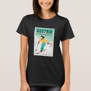 Retro Oostenrijk Skimotief met ski- en skistokken T-shirt