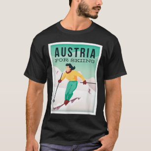Retro Oostenrijk Skimotief met ski- en skistokken T-shirt