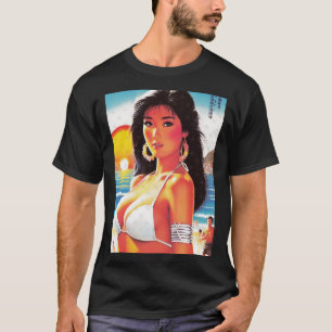 Retro Oosterse Meisje Sticker T-shirt