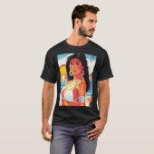 Retro Oosterse Meisje Sticker T-shirt (Voorkant volledig)