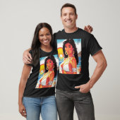 Retro Oosterse Meisje Sticker T-shirt (Unisex)