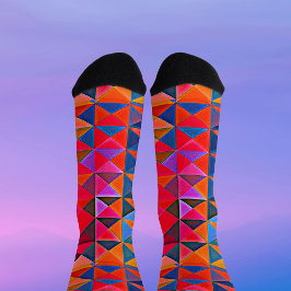 Retro Op-Art  multicolor Triangle Socks Sokken