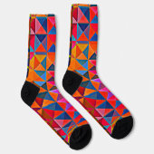 Retro Op-Art  multikleur Driehoek Sokken (Rechts)