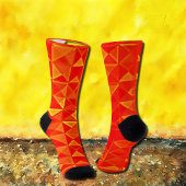 Retro Op-Art Orange Triangle Socks  Sokken