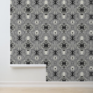 Retro Op Art Zwart-wit patroon Behang