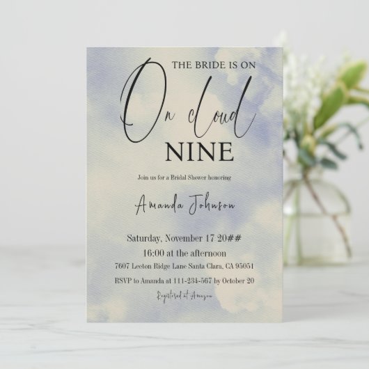 Retro op Cloud Nine Calligrafie Blauw Vrijgezellen Kaart (Staand voorkant)