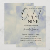 Retro op Cloud Nine Calligrafie Blauw Vrijgezellen Kaart (Voorkant / Achterkant)