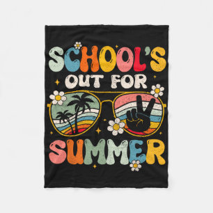 Retro op laatste dag van school voor zomerleraar fleece deken