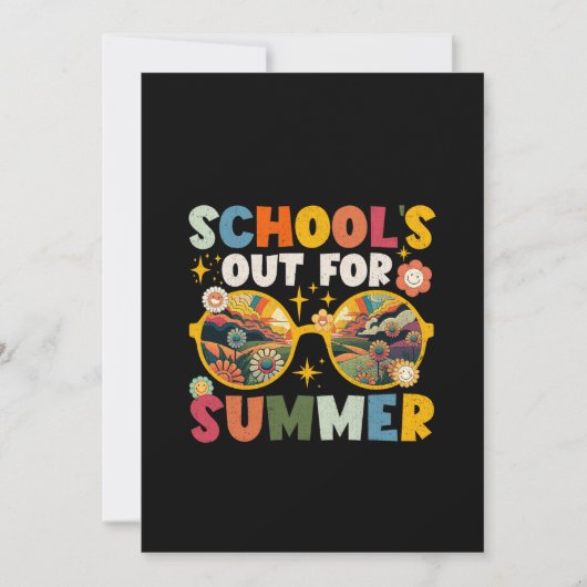 Retro op laatste dag van school voor zomerleraar kaart (Voorkant)