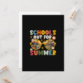 Retro op laatste dag van school voor zomerleraar kaart (Voorkant / Achterkant in situ)