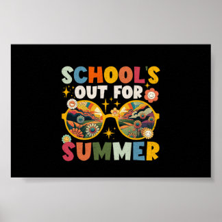 Retro op laatste dag van school voor zomerleraar poster