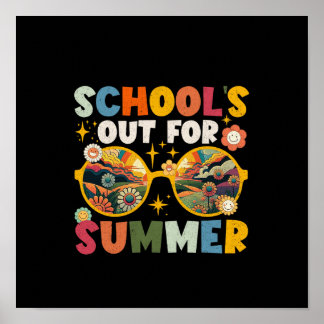Retro op laatste dag van school voor zomerleraar poster