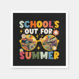 Retro op laatste dag van school voor zomerleraar servet