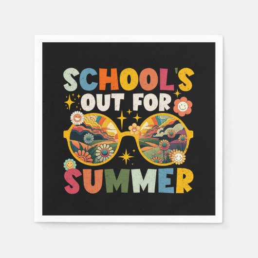 Retro op laatste dag van school voor zomerleraar servet (Voorkant)